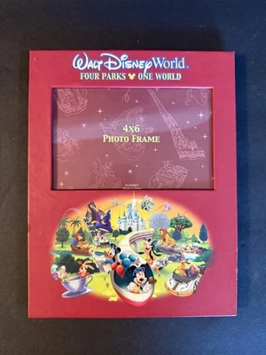 VINTAGE WALT DISNEY WORLD 4" x 6" PHOTO FRAME RED MICKEY PARKS  - Image 1 of 2