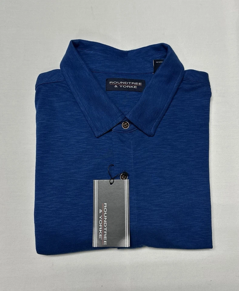 Roundtree Yorke Shirt Polo Medium Pullover Men Cotton Blend Jersey Blue New - Image 1 of 4