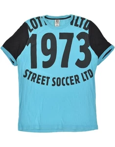 LOTTO Mens Graphic T-Shirt Top 2XL Blue Colourblock Cotton AN01 - Picture 1 of 3
