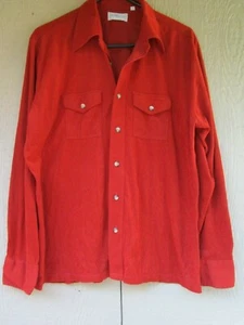VINTAGE L.S.AYRES & CO. MENS STORE 70S RUST RED BUTTON UP SHIRT SZ L - Picture 1 of 7