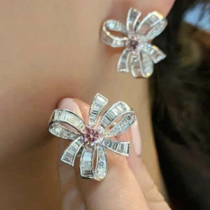Gorgeous 925 Silver Filled Stud Earring Women Cubic Zircon Wedding Jewelry Gift - Bild 1 von 2