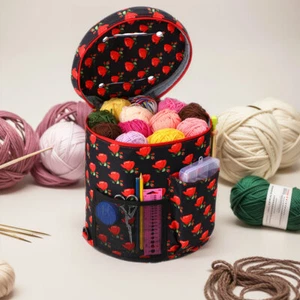 Oxford Yarn Storage Bag Rose Pattern Tote Organizer w/ Pockets Yarn Holder(Bees) - Picture 1 of 9
