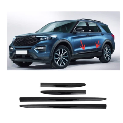 4PCS For Ford Explorer 2020-2025 Body Door Side Molding Cover Trim Glossy Black Foto 1 de 4