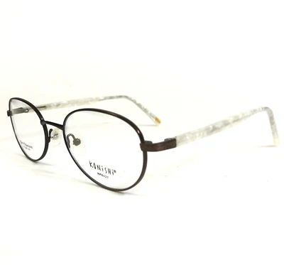 Konishi Eyeglasses Frames KF8427 C1 ANTIQUE BROWN Ivory Marble Oval 51-20-140 - Image 1 of 4