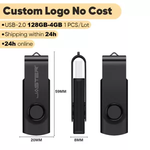 128GB USB2.0 Flash Drive Free Custom Logo Metal Case Real Capacity Memory Stick - Picture 1 of 18