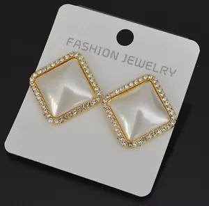 Ohrclips Clips Ohrringe Paris Ohrschmuck Strass Metall Perlmutt imitat Weiß - Bild 1 von 1