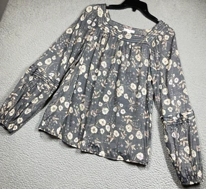 Lauren Conrad Top Damen mittelgrau Blumen Cottage Prairie Relaxed leicht - Bild 1 von 16