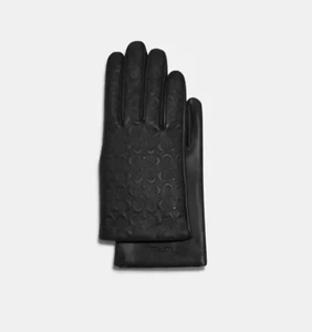 Coach Signature Leather Tech Gloves 6.5 New with tags NWT Genuine - Picture 1 of 5