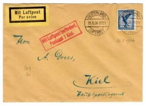 ZEPPELIN/Flugpost 1926 FLUGBRIEF LUFTPOST KIEL (CA1414 - Bild 1 von 1