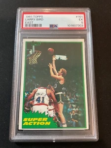 Larry Bird ~ 1981 Topps SUPER ACCIÓN ~ PSA 5 Ex - Imagen 1 de 2