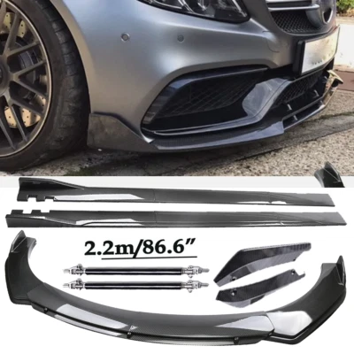 Carbon Fiber Front Bumper Lip Spoiler & Side Skirt For Mercedes-Benz C200 C250 Foto 1 de 4