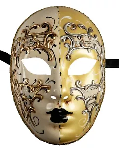 Volto Maske Gold Weiß Gelb Gesicht Handarbeit Venedig # 663 - Bild 1 von 6