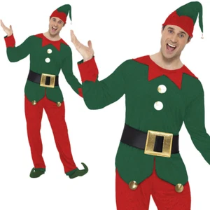 Hombre Elfo Disfraz Navidad de Papá Noel Ayudante Adulto Nuevo - Foto 1 di 5