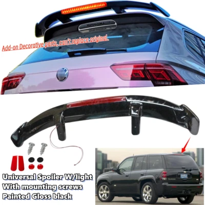 Universal Fit For Chevrolet Trailblazer 02-09 Rear Roof Spoiler Black With Light - Image 1 of 4