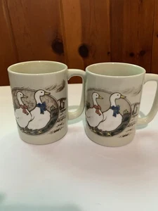 Otagiri Embossed Couples Ducks Painted Stonewear Mug Made In Japan Lot Of 2 - Picture 1 of 7
