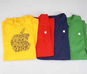 Lot Apple Store Employee Uniform T-Shirt M Logo Blue Red Gre Short Sleeve Cotton - Picture 1 of 6