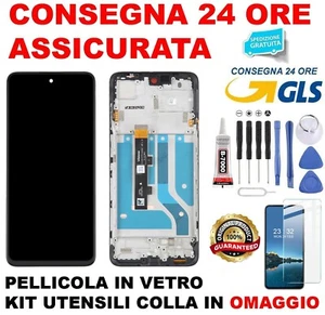 DISPLAY AMOLED FRAME MOTOROLA MOTO EDGE 20 LITE XT2139 TOUCH SCREEN VETRO NERO - Zdjęcie 1 z 4