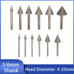 4-25mm Diamond Burr Grinding Engraving Bit 3/6mm Shank For Dremel Rotary Carving - Picture 1 of 5