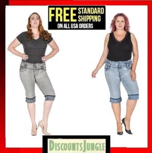 D&B Premium Women's Plus Size plus size womens Stretch Denim capri jeans - Picture 1 of 24