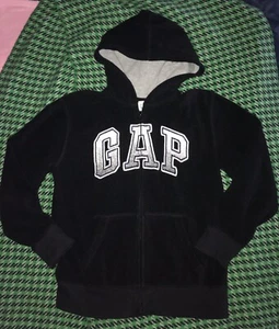 Gap Unisex Boy Girl Black Fleece Hoodie Jacket Sweatshirt Full Zip Warm 2 pocket - Picture 1 of 12