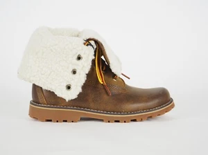 Girls Timberland Shearling Turnover A18IA Brown Leather Lace Up Winter Boots - Picture 1 of 7