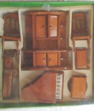 Neuf ensemble de 7 meubles maison de poupée en bois « antique » salon RM/salon