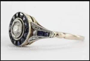 2.10CT Round Lab-Created Diamond Antique Vintage Wedding 925 Silver Ring - Bild 1 von 5
