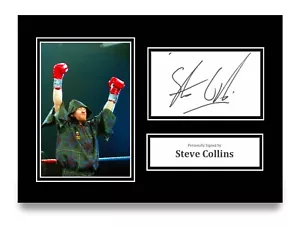 Tarjeta autógrafa firmada por Steve Collins A4 boxeo regalo exhibición recuerdos certificado de autenticidad - Imagen 1 de 5