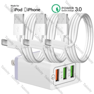 For iPhone 14 13 12 11 XR 8 7 6 SE QC Fast Charger Power Adapter Block USB Cable - Picture 1 of 17
