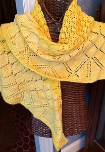 Sunshine Yellow Merino/Cashmere Scarf/Shawlette Handknit - Picture 1 of 1