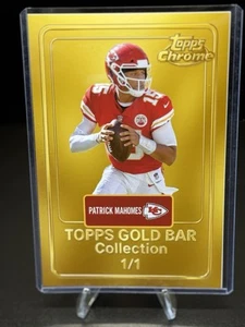 Patrick Mahomes 4x6 Photo KC chiefs NFL-Gold bar collection +top loader/stand - Picture 1 of 9