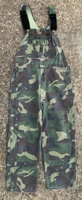 Vintage 1980's Liberty 38/30 Woodland Camo Double Knee Overalls P138 - Image 1 of 4