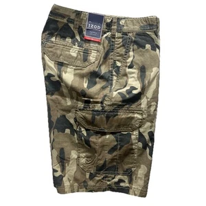 IZOD NWT Camo Cargo Shorts Mens 36 Camouflage Outdoor Casual Cotton Y2K Skater - Picture 1 of 13