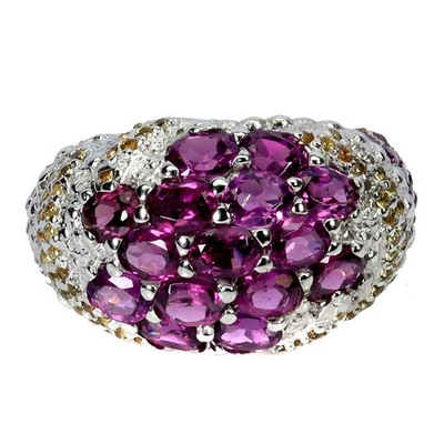 Anillo de plata de ley 925 ovalado rodolita zafiro piedras preciosas naturales joyería talla 7 Foto 1 de 4