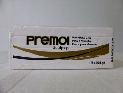 PREMO! SCULPEY USA  1 lb (454g block) oven bake POLYMER CLAY -WHITE- - Image 1 of 4