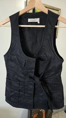 2006 Saint Laurent Rive Gauche Silk Vest Black Belted Size 38 FR - Image 1 of 4