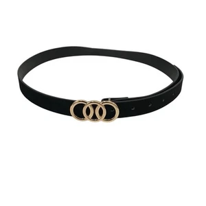 Triple Circle Buckle Faux Suede Belt - Picture 1 of 5