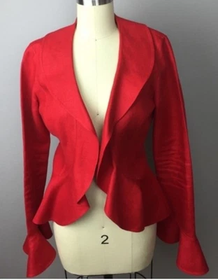 CHAQUETA CON VOLANTES ROJA ANNE KLEIN DAMAS Talla 6 Foto 1 de 4