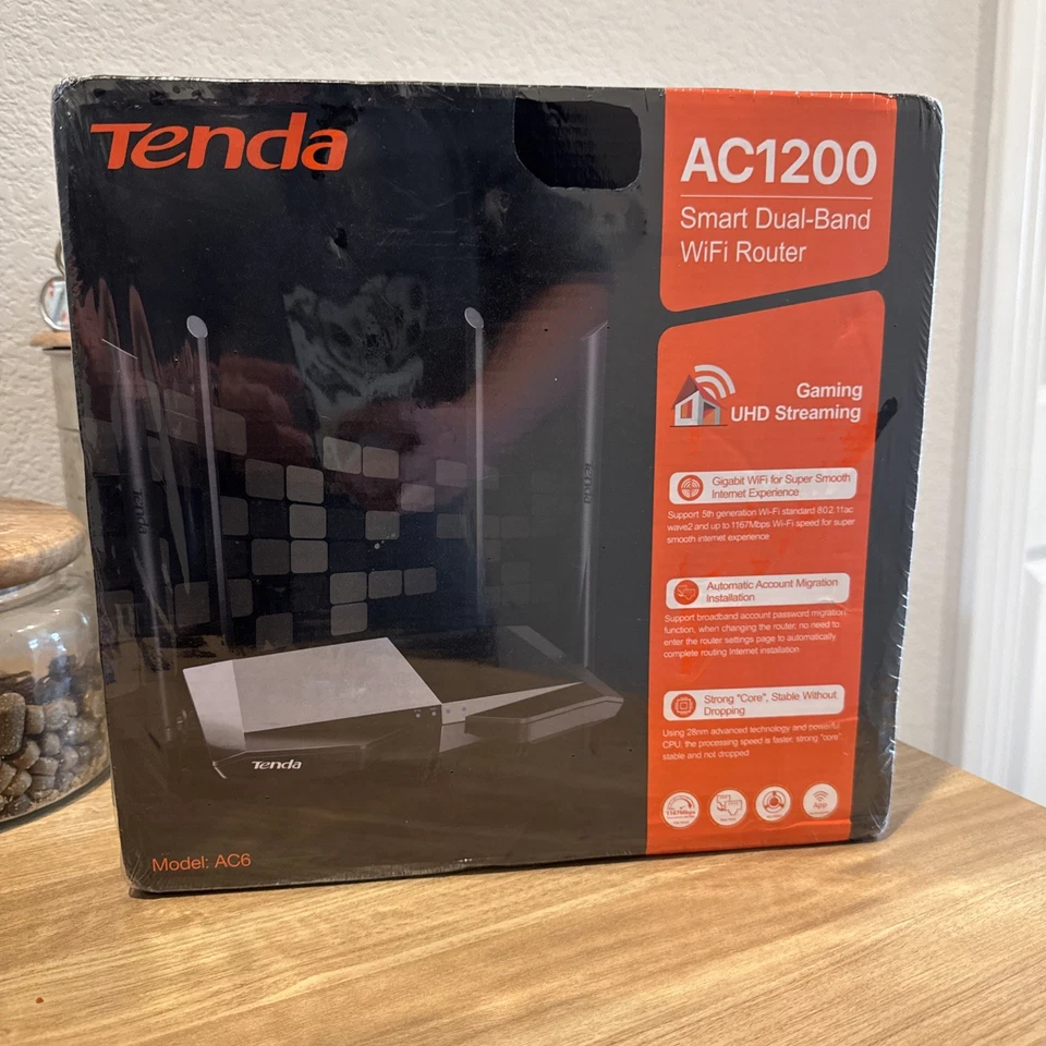 Tenda AC6 AC1200 Smart Dual Band 867 Mbps 3 Port Wireless Router - Image 1 of 4