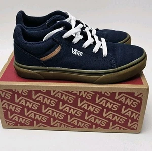 VANS Seldan Youth Sz 4 Gum Dress Blue Suede Canvas Skate Low Sneakers Shoes - Picture 1 of 12