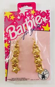 Barbie For Girls Mattel 1993 Rubies Clip Earrings Vintage Gold Star
