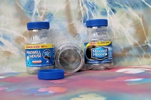 Maxwell House Instant Coffee Jars, EMPTY 9 oz Lot of 3 FREE SHIP! - Picture 1 of 3