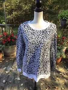 Talbots Animal Print Sweatshirt Size XL Super Cute EUC - Picture 1 of 5