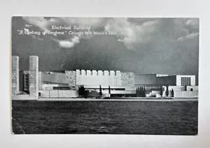 Postal del edificio eléctrico de la Feria Mundial de Chicago 1933 junto al lago sin publicar - Imagen 1 de 2