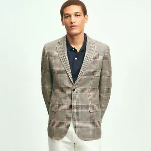 Brooks Brothers Milano Slim-Fit Wool-Silk-Linen Check Hopsack Sport Coat New 46 - Picture 1 of 13