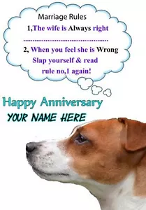 Jack Russell A5 Personalised Anniversary Marriage Rules Greeting Card PIDS40 - Picture 1 of 1