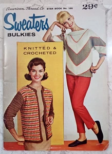 American Thread Co 50er Jahre PULLOVER BULKIES Strick- & Häkelanleitungen STAR #166 - Bild 1 von 11