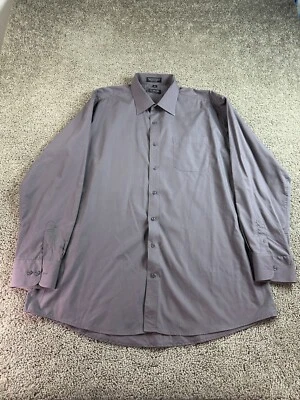 Milani Shirt Mens 18 Gray Purple Cotton Blend Single Needle Button Up - Image 1 of 4