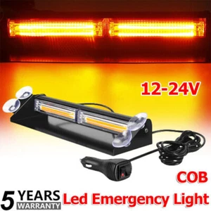 Amber Bar LED Flashing Beacon Strobe Warning Light Car Truck For Windshield Dash - Picture 1 of 13
