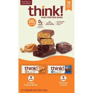 Think Thin High Protein Bars, 2.1 oz, 18 Count, Gluten-Free, Low Sugar Snack - Picture 1 of 5